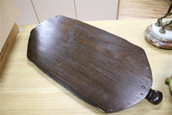 A Burmese carved hardwood tray, 70cm